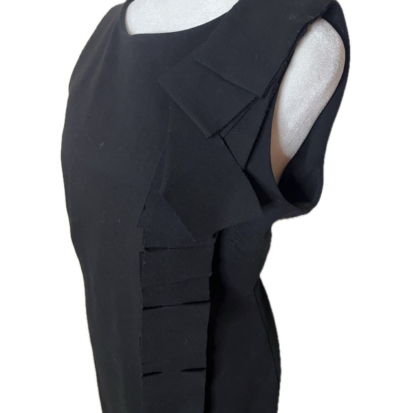 Taylor Black Sleeveless Sheath Dress with Ruffle Detail Size 8 - Picture 2 of 9
